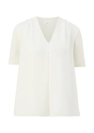 s.Oliver BLACK LABEL - Bluse mit V-Ausschnitt weiß - Gr. - 34