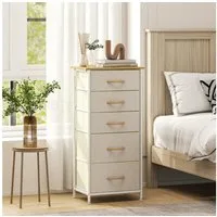 HOMCOM Kommode Aufbewahrungsschrank mit 5 Schubladen aus Vliesstoff (Schrank, 1 St., Schubladenschrank), Kippsicherung, verstellbare Füße, mit Taschen