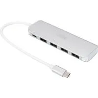 USB Type-C 4-Port Hub (USB 3.0) + PD, USB-Hub silber