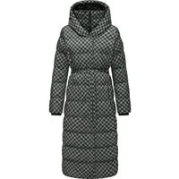 Ragwear Steppmantel Niara Long Print wasserdichter Mantel mit angesagtem Hahnentritt Muster