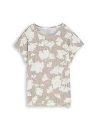 Tom Tailor - T-Shirt mit Muster ginkgo knit optic - Gr. - XXXL