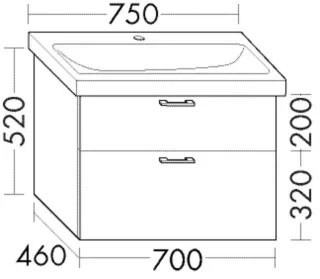 Burgbad Waschtischunterschrank zu Keramik Sys30 PG4 Sana 520x700x460 Eiche Natur, WXNT070F3445 WXNT070F3445