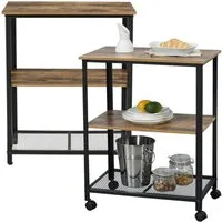 en.casa Servierwagen, »Freiburg« Beistellwagen mit Ablage schwarz/braun 76.5x60x40cm