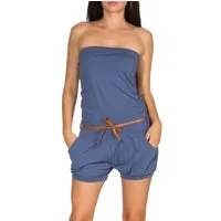 malito more than fashion Kurzoverall malito Damen Einteiler kurz in Unifarben, Overall mit Gürtel, schick mit Gürtel Einheitsgröße