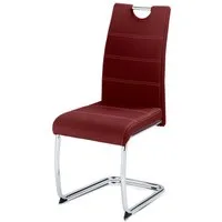 KHG Freischwinger Esszimmerstuhl Kunstleder Rot, bis 120 kg belastbar, Modern, gepolstert, eleganter Look, Metallgestell verchromt mit Griff