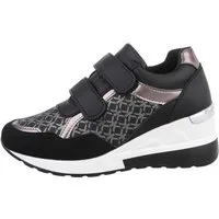 Ital-Design Damen Low-Top Freizeit Sneaker (85698454) Keilabsatz/Wedge Sneakers Low in Schwarz
