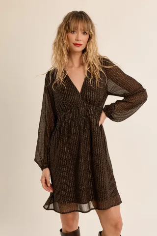 molly bracken - Minikleid mit Ballonärmeln braun - Gr. - XS