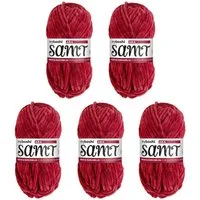 myboshi Samt Wolle, Chenille Garn Häkelwolle, 100 m (5-St., Samt Wolle Original Chenille Garn), Uni