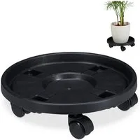 relaxdays Blumentopfuntersetzer Pflanzenroller Kunststoff groß 2er Set, schwarz