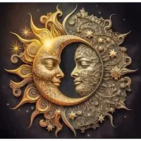 Rötting Design Malen nach Zahlen Diamond Painting Set 5d DIY Motiv Sonne und Mond Wandbild (Komplett-Set), Diamond Painting Vollbild, Vollständiges Zubehörpaket