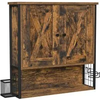 VASAGLE Hängeschrank Badezimmerschrank, Badschrank, Wandschrank, Aufbewahrungsschrank verstellbare Einlegeböden, mit Haartrocknerhalter, 60 x 16 x 60 cm