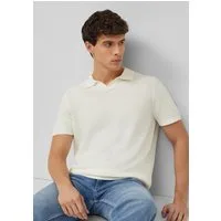 s.Oliver Kurzarmpullover Strickpullover Gestricktes Poloshirt aus Baumwoll-Leinen-Mix