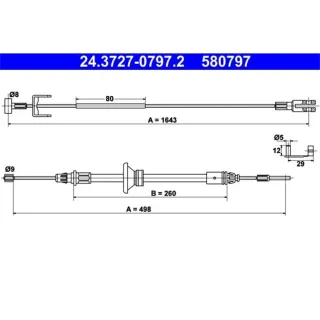 ATE Handbremsseil vorne mitte Nissan Primastar Opel Vivaro Renault Trafic