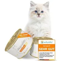 Lucky-Kitty Katzenfutter Huhn, 95% Fleischanteil, getreidefrei, hypoallergen 4x200g, Nassfutter für: Katzen, frisches Hühhnerfleisch in Metzgerqualität, zuckerfrei, Monoprotein