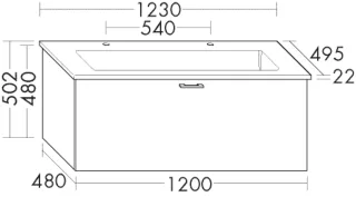 Burgbad Keramik Waschtisch-Set Sys30 PG4 Sana Grau Hochglanz/Schwarz Matt, SFAS123F3364C0038 SFAS123F3364C0038