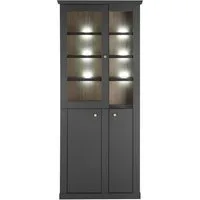 Lomadox Vitrine LORETA-61 inkl. LED Beleuchtung, Schwarz matt, 86 cm