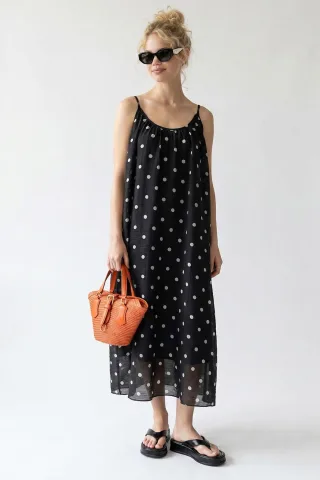 Polka-Dot A-Linien Maxikleid