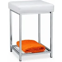 relaxdays Polsterhocker Gepolsterter Hocker mit Ablage Weiß, weiß