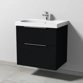 Sanipa 3way Waschtischunterbau zu Geberit Acanto Waschtisch mit 2 Auszügen, Schwarz-Matt UF41608