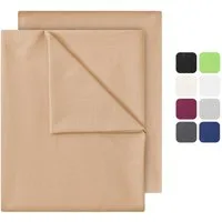 NatureMark Bettlaken 2er-Set klassisches Betttuch Haustuch, 100% Baumwolle, Gummizug: ohne, (2 Stück), Laken Haustuch, viele Größen und Farben, 150x250 cm, Sand