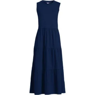 Maxi-Baumwollkleid aus Flammgarn für Damen, Damen, size: regular, Blau, Baumwolle, by Lands' End