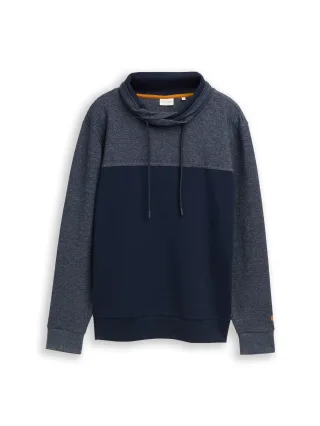 Tom Tailor - Snood Sweatshirt mit Struktur-Mix navy fine yd stripe - Gr. - XL