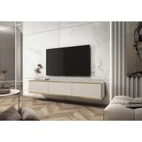 MOEBLO TV-Board Dayn RTV 175 (Hängendes Lowboard im Glamour-Stil, TV-Schrank mit Push-to-Open & goldenen Akzenten, Fernsehtisch aus MDF, RTV-Schrank mit goldenen Einsätzen Hängend), (HxBxT):30x175x32cm