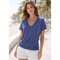 Laura Scott Kurzarmpullover im sommerlichen Tshirt Schnitt mit dezentem Ajourmuster als Ausschnitt-Detail