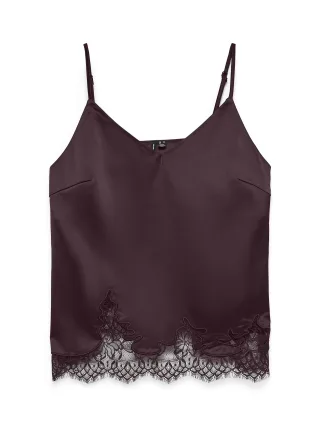 VERO MODA - VMGINNY SINGLET BOTTOM LACE TOP EXP winetasting - Gr. - M