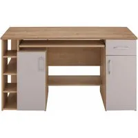 VOGL Möbelfabrik Schreibtisch Tim mit seitlich offenen Fächern & Tastaturauszug, Druckerablage, 1 Schublade, Breite 138 cm, Made in Germany