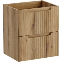 Lomadox Waschbeckenschrank NEWPORT-56-EVOKE 50 cm breit mit 2 Schubladen, Eiche mit gerillter Front