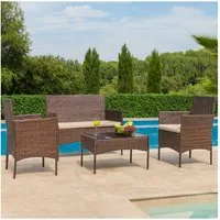 HTI-Living Gartenlounge-Set Gartenmöbel 4-teiliges Set Maceira, (Set, 4-tlg., 1 Zweisitzer, 2 Sessel, 1 Tisch), Loungemöbel Polyrattan