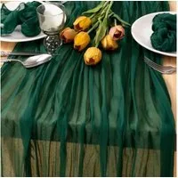 Montegoni Tischläufer 90x180 cm Seihtuch Tischläufer lang Boho (Rustikaler Gazeantischer Stoff Tischdecke 1-tlg, Tischläufer Boho für Hochzeit und Geburtstag Dekoration), Tafeltuch 90 x 180 cm