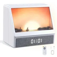 CkeyiN Pro Wecker Tageslichtwecker,Sonnenaufgang Wecker,Farbige Sonnenaufgangssimulation 6 farbige Licht,mit 12 Naturgeräuschen,für Frauen Männer Teens