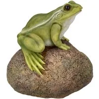Figuren Shop GmbH Gartenfigur Gartenfigur - Frosch auf Stein - HotAnt - Garten Figur Dekofigur Deko