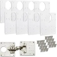 SO-TECH® Möbelbeschlag Topfband Reparaturplatten Edelstahl 90 x 90 x 0,53 mm (8 St), Reparaturset für Topfbänder mit Ø35 mm, Schrankscharnier Top