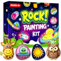 POPOLIC Kreativset Steine Zum Bemalen - Bastelset Kinder ab 5 6 7 8 9 10 Jahre, (1-tlg., Geschenk Mädchen 6-12 Jahren - Im Dunkeln Leuchten Basteln Mädchen), Steine Bemalen Set - Spielzeug ab 6 Jahre Halloween Geschenk
