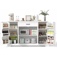 Bealife Sideboard Küchenschrank mit Arbeitsplatten,mit 1 Schubladen 4 Türen,Weiß