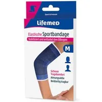 LifeMed Ellenbogenbandage Lifemed Sportbandage Ellenbogenschutz elastisch Größe M