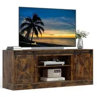 COSTWAY TV-Schrank mit 2 Schiebetüren & verstellbaren Regalen TV-Ständer 150cm