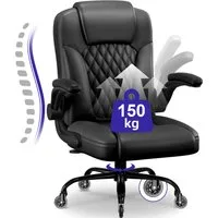 Fukstern Bürostuhl Ergonomischer Bürostuhl mit 90° klappbaren Armlehnen (Atmungsaktiver Mesh-Bezug, Rücken- und Taillenstütze, Neigung fixierbar bei 90° (maximal kippbar bis 120), bis 150 kg belastbar