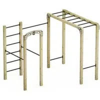 Wickey Klettergerüst FIT Base 805 - Calisthenics-, Kletter- & Sportstation für den Garten, (Kraftstation, Fitnessstation, Sportgeräte für zuhause, Workout, Krafttraining, Gymtower, Fitnessturm, Kompakt & stabil – für Calisthenics, Kinderturnen & Gart