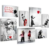 Novart Wandbild Wandbilder Banksy Collage Street Art Wohnzimmer Loft, Kinder, ‎