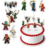 Festivalartikel Tortenstecker Topper NINJAGO Papier Figuren 8 Stueck