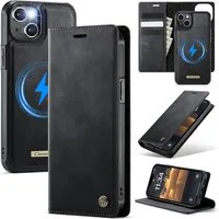 Mycotech Handyhülle Premium 2in1 Klapphülle mit abnehmbarem Magnet Case MagSafe Für iPhone 15, Schwarz