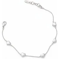 Lisandra Scott Silberarmband Armband aus 925 Sterling Silber mit Herz Anhänger für Damen & Mädchen, Zart, elegant, voller Herz – verstellbar von 16 bis 20 cm