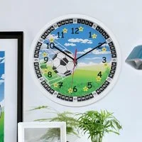 K&L Wall Art Wanduhr Fußball Lernuhr Junge Kinderzimmer Wanduhr (leise Kinderuhr mit Quarz Uhrwerk ohne Ticken)