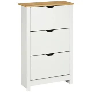 Homcom Schuhschrank, Weiß, Kunststoff, Nachbildung, 6 Fächer, 3 Schubladen, 26x112x72 cm, Garderobe, Schuhaufbewahrung, Schuhschränke