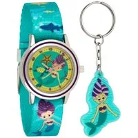 Quarzuhr Kinderarmbanduhr mit Textilarmband und Schlüsselanhänger, Mit Schlüsselanhänger