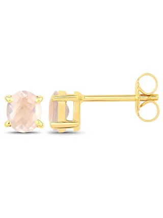 Vira Jewels Ohrstecker 925-Sterling Silber vergoldet Glänzend Rosenquartz rosa